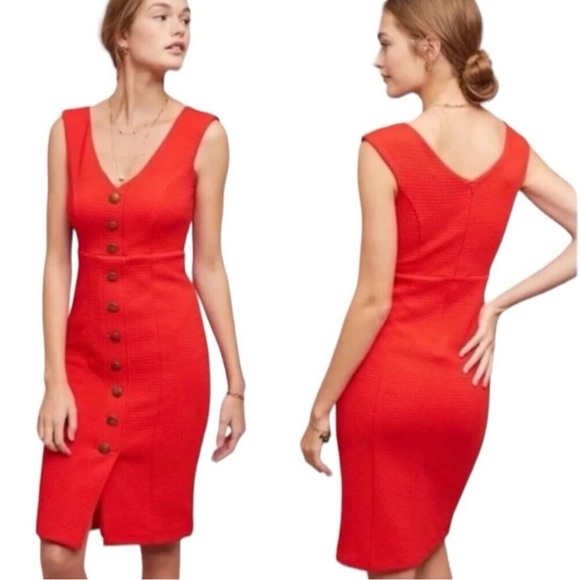 Maeve Dresses & Skirts - Anthropologie Maeve Red Textured Knee Length Dress size Small